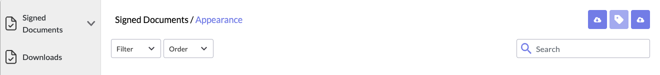 The Signed Documents toolbar